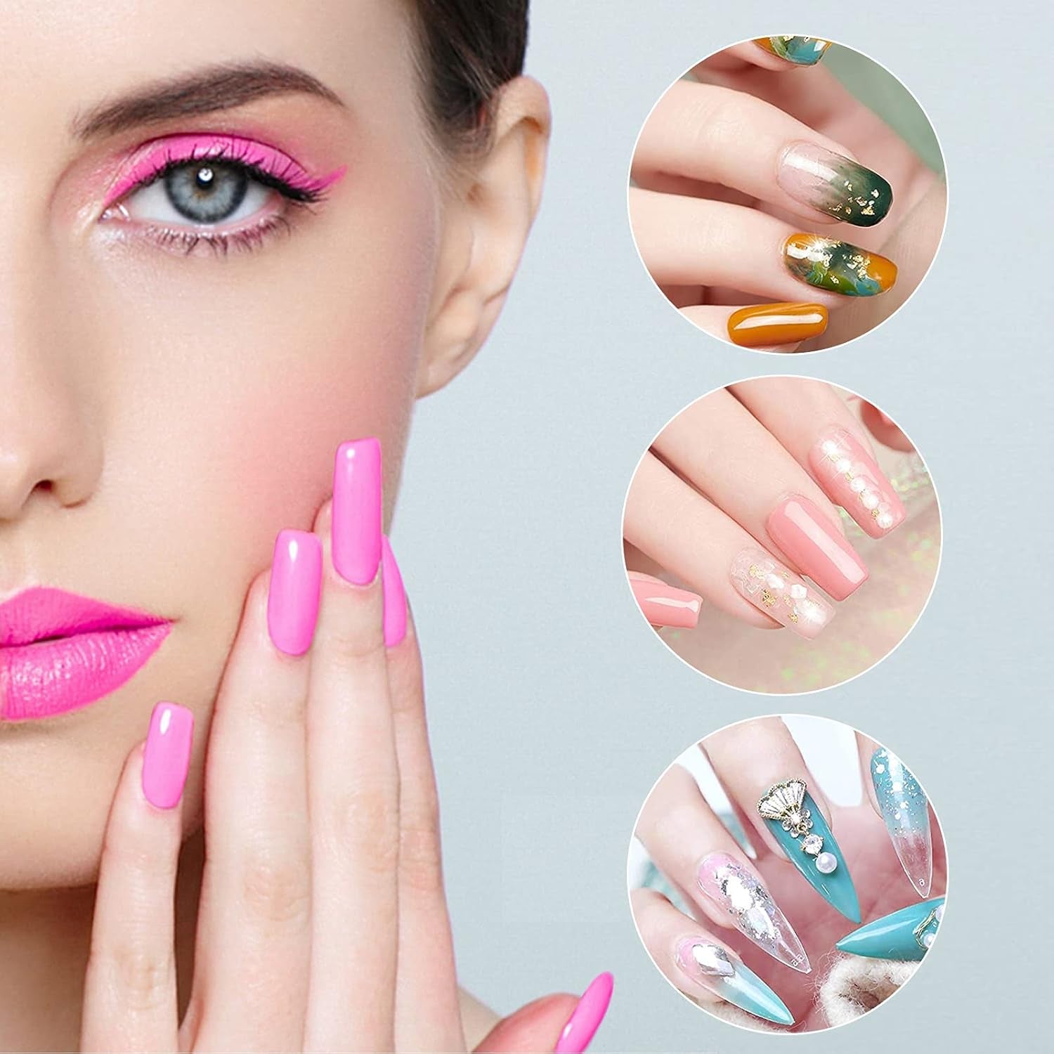Set di forme per unghie da 120 pezzi, estensioni per unghie, forme per unghie in gel, set di forme per unghie con pennello a doppia testa e lima per unghie con clip, per unghie in gel