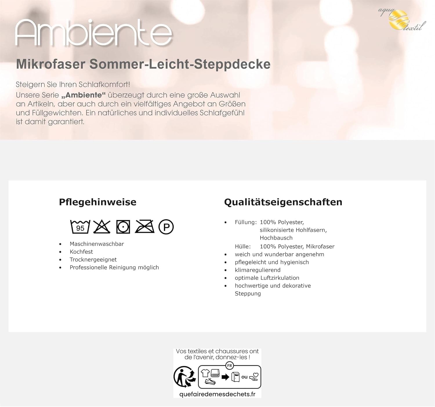 Ambiente trapunta estiva leggera 220 X 240 Cm Trapunta in microfibra traspirante invernale estiva Trapunte e Trapunte Naty Shop