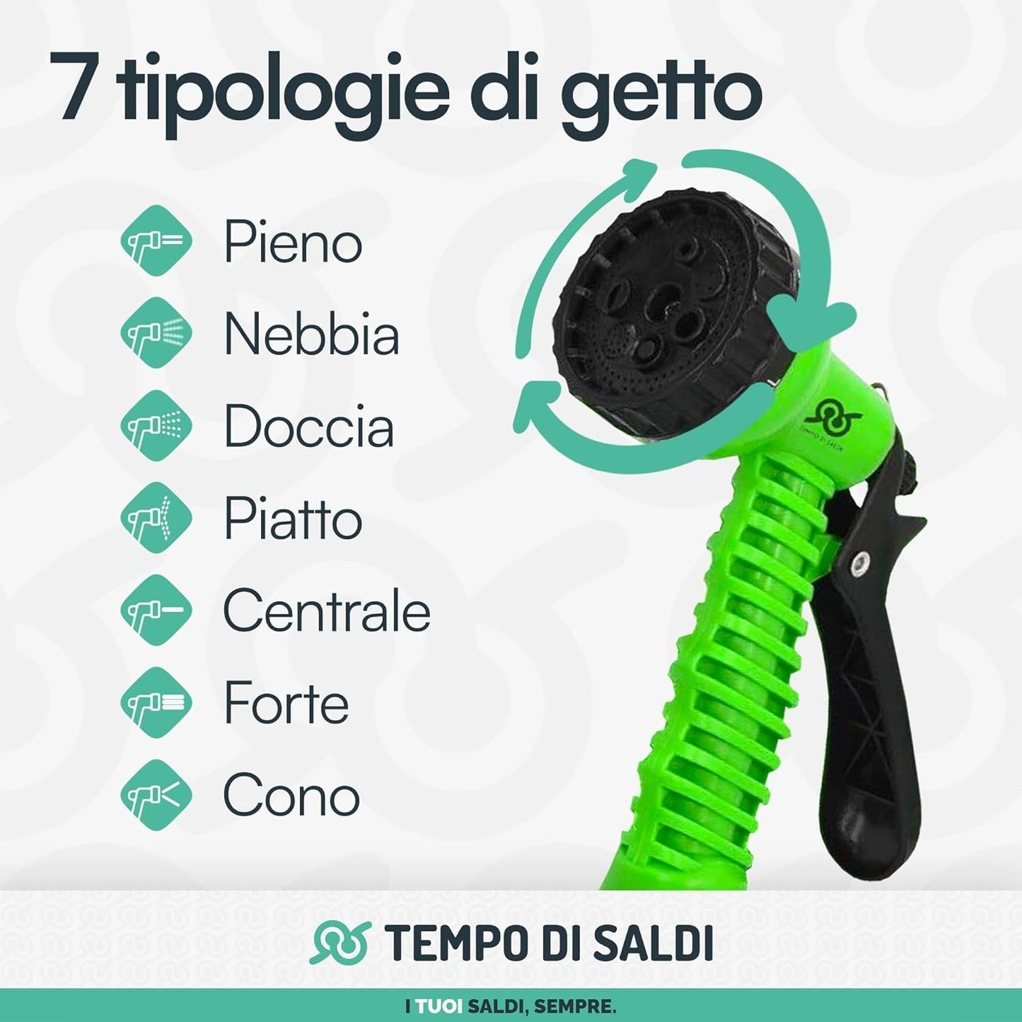 Tubo da giardino estensibile da 15 m con 7 funzioni per la pulizia impermeabile