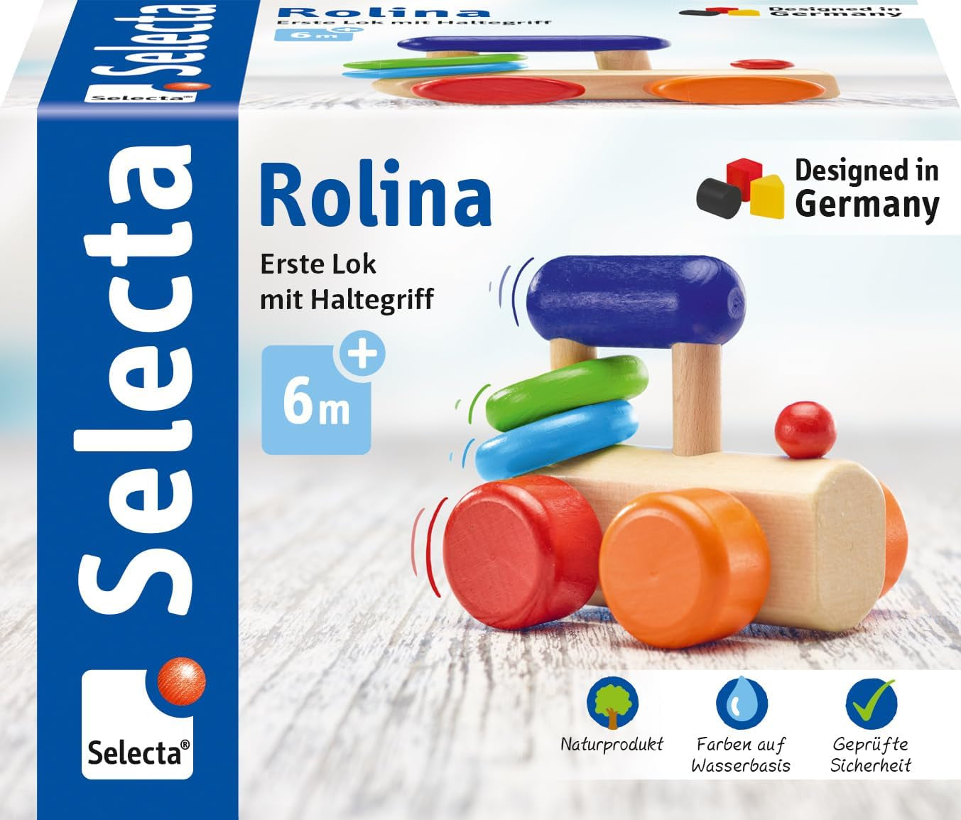 Selecta Giocattolo con cattura della locomotiva, 8,5 cm, Legno, 6 mesi - 3 anni, Locomotiva con anelli a sonaglino Giochi per bambini Naty Shop Titolo predefinito