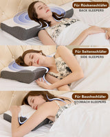 Cuscino per dolore al collo, cuscino ergonomico ortopedico per il collo, cuscino in memory foam addominale laterale posteriore, cuscino antirussamento per uomini e donne (62 * 34,5 * 12/8 CM) Cuscini ortopedici cervicali Naty Shop