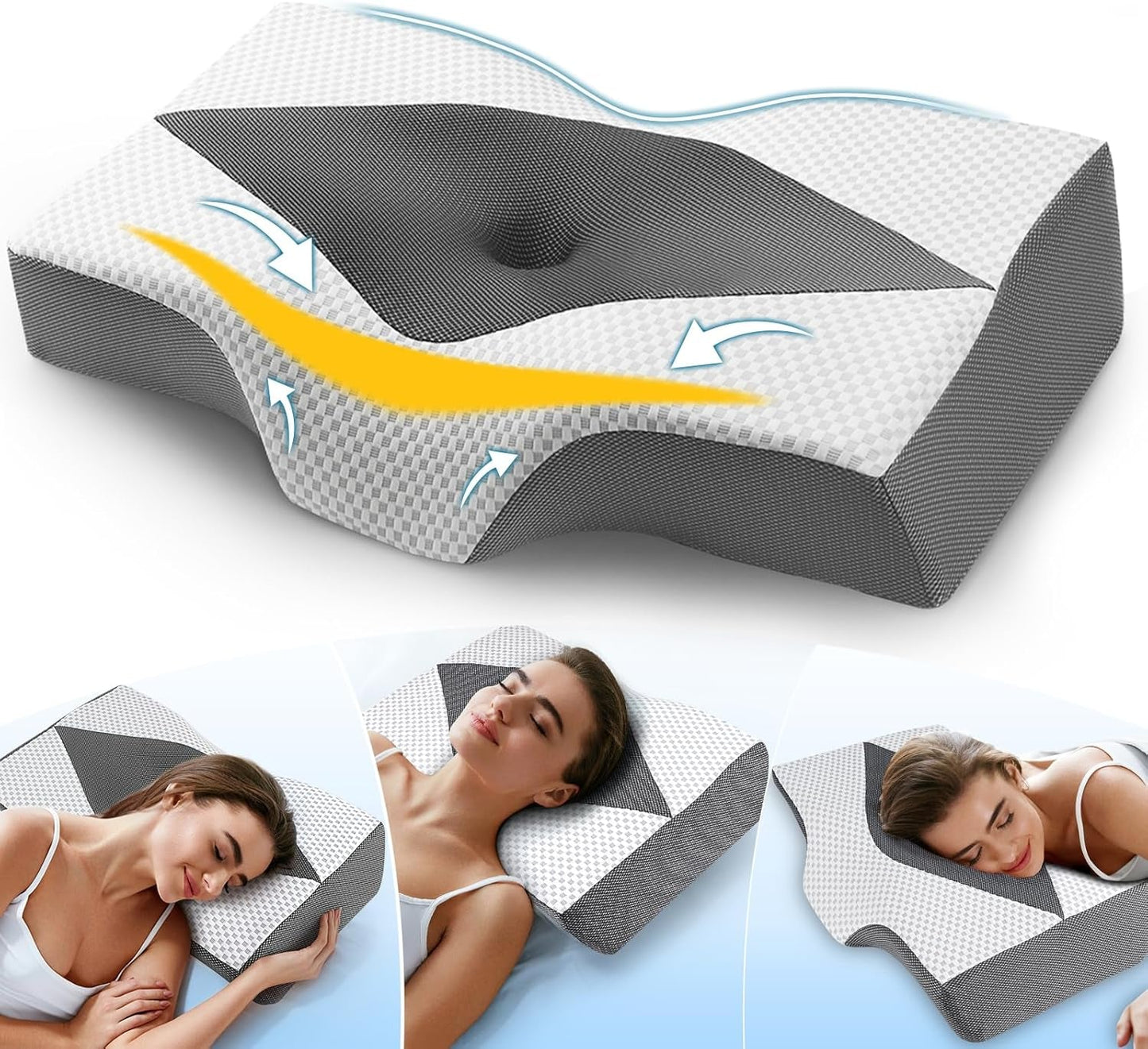 Cuscino per il collo in memory foam Cuscino ortopedico ergonomico per dolori al collo e alle spalle - Cuscino rinfrescante per chi dorme sul fianco, sulla schiena e sullo stomaco con supporto per il collo Cuscini ortopedici cervicali Naty Shop 03-Grigio (63,5 cm*40,6 cm*10,7/13,2 cm) 03-Grano (63,5 cm*40,6 cm*10,7/13,2 cm)