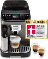 De'Longhi Magnifica Evo Next - Perfetto Espressore completamente automatico con montalatte LatteCrema, 13 bevande one-touch, macchina per caffè e cappuccino, touch screen a colori, titanio (ECAM312.80.TB)