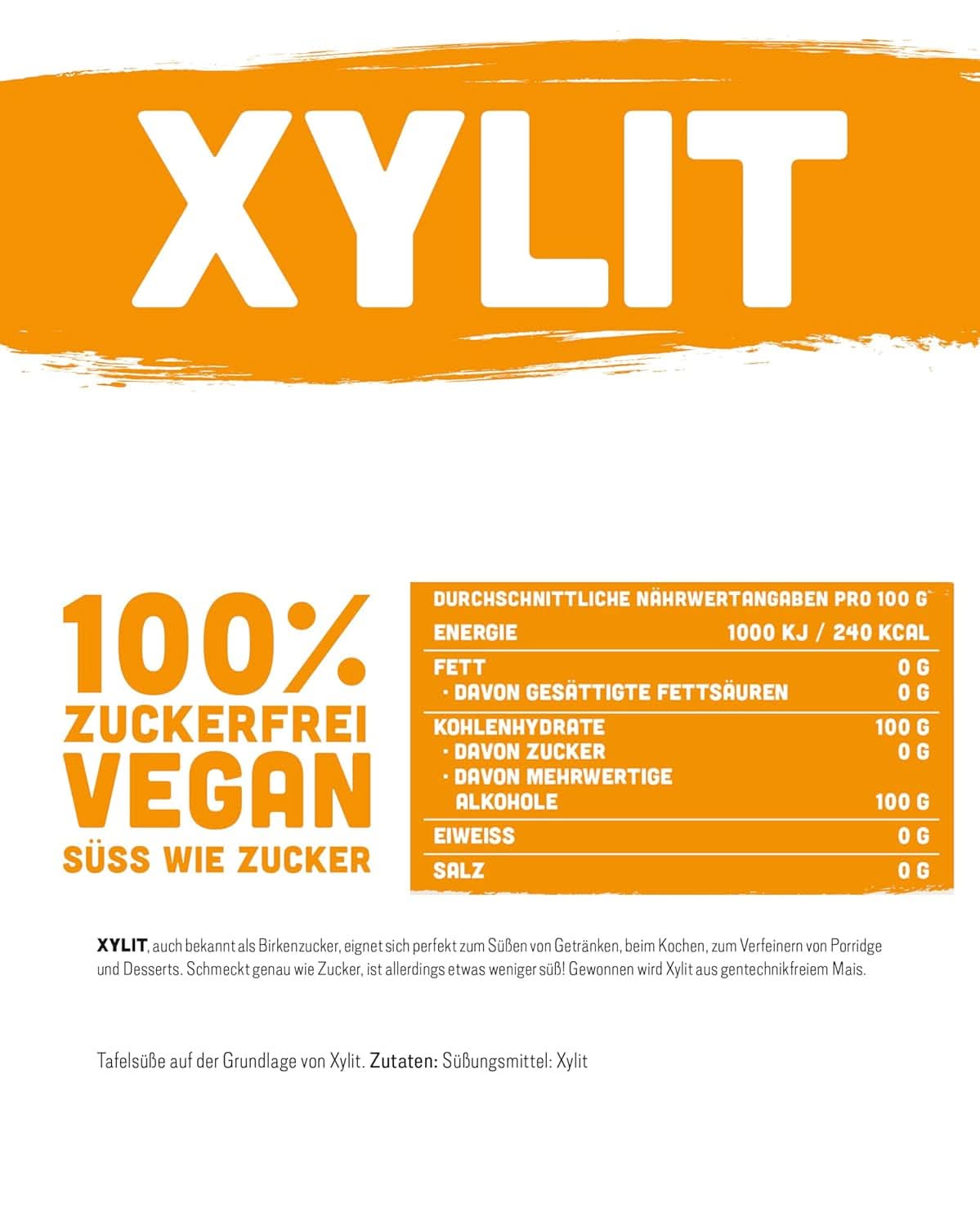 Xilitolo premium con potere dolcificante 1:1 rispetto allo zucchero, 1kg Dolcificanti Naty Shop