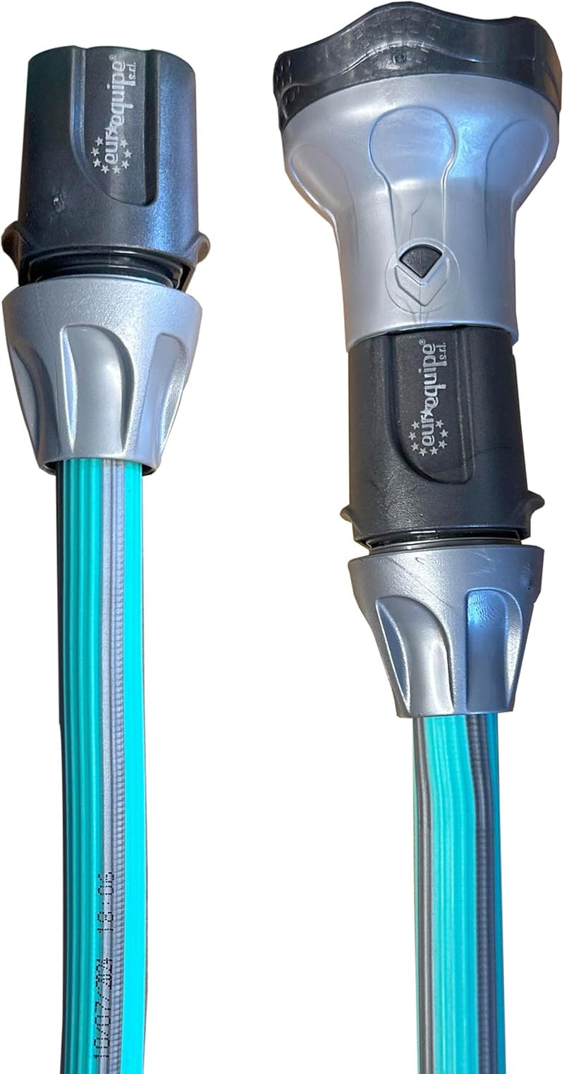 Tubo da giardino estensibile fino a 7,5 metri, 1/2" (12,5 mm), con doccetta e 8 funzioni, Idroeasy