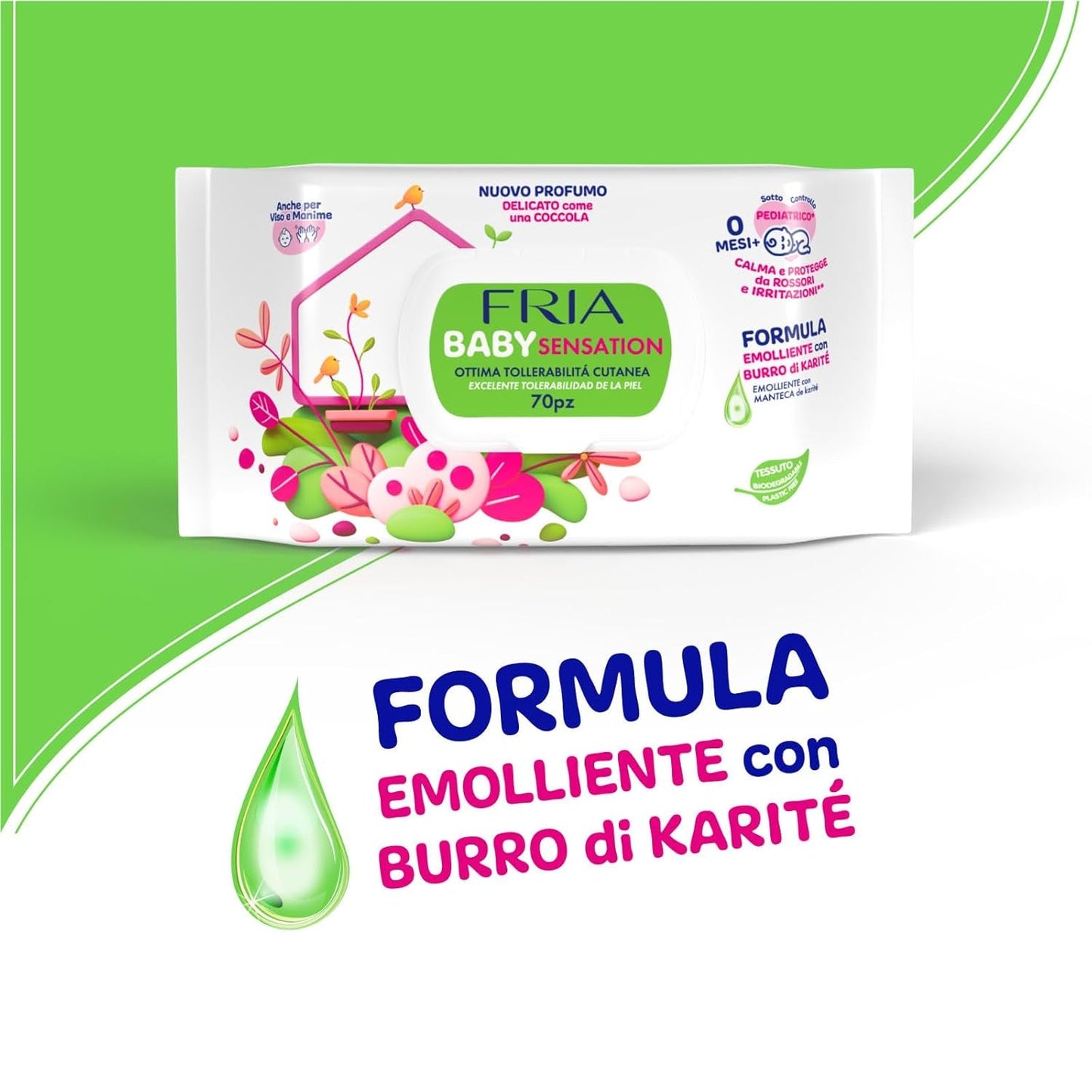 Baby Sensations con coperchio, 72 salviette umidificate, salviette detergenti per la cura personale, unisex, bambini