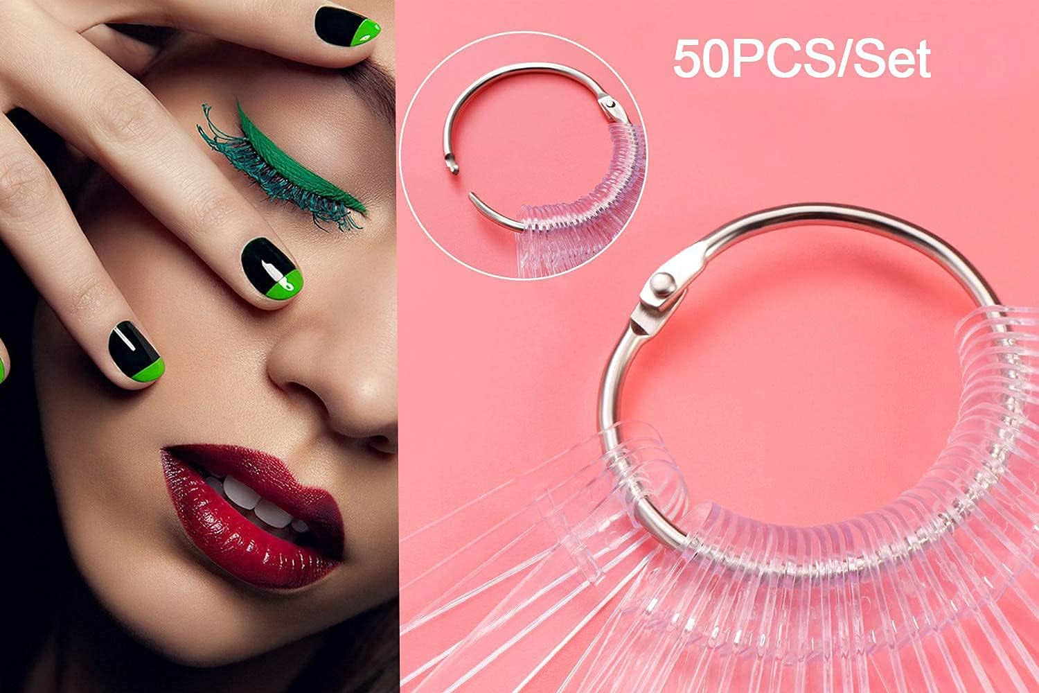 40 Stick per Capsule Smalto Artificiale, Pratico Ventaglio, Nail Art (40, Trasparente)