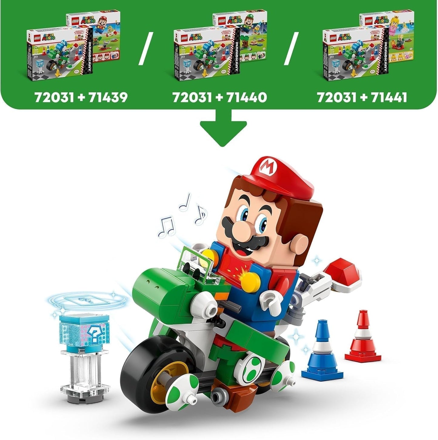 LEGO Super Mario: Mario Kart - Moto Yoshi, set da collezione Nintendo Adventure, regalo per bambini, ragazzi, ragazze e giocatori 7+, set da collezione Yoshi Figure 72031 Set da costruzione Acquista dal negozio LEGO