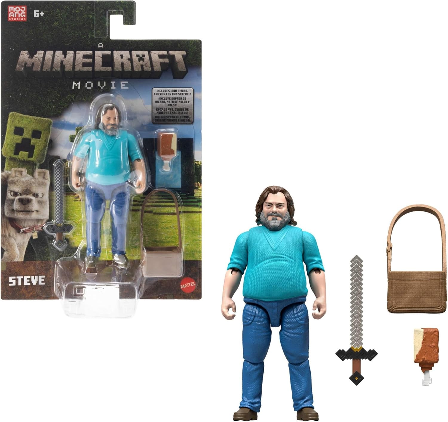 Mattel Minecraft Story Set con 4 action figure e 3 accessori Incontri nell'Overworld Set Minecraft Giocattolo da collezione ispirato al film JFR70 Action Figure Naty Shop Steve con set di accessori
