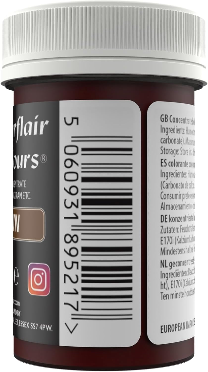 Pasta colorante alimentare marrone Sugarflair, colorante alimentare pastello altamente concentrato per crema al burro, fondente, glassa reale, decorazioni per torte e altro ancora! Colorante alimentare vivace! - 25 g
