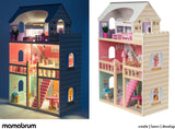 A405 Casa delle bambole illuminata a LED - Set di 3 piani e mobili - Casetta in legno con accessori: cucina, bagno, camera da letto - Regalo per ragazze dai 3 anni in su Case delle bambole Naty Shop