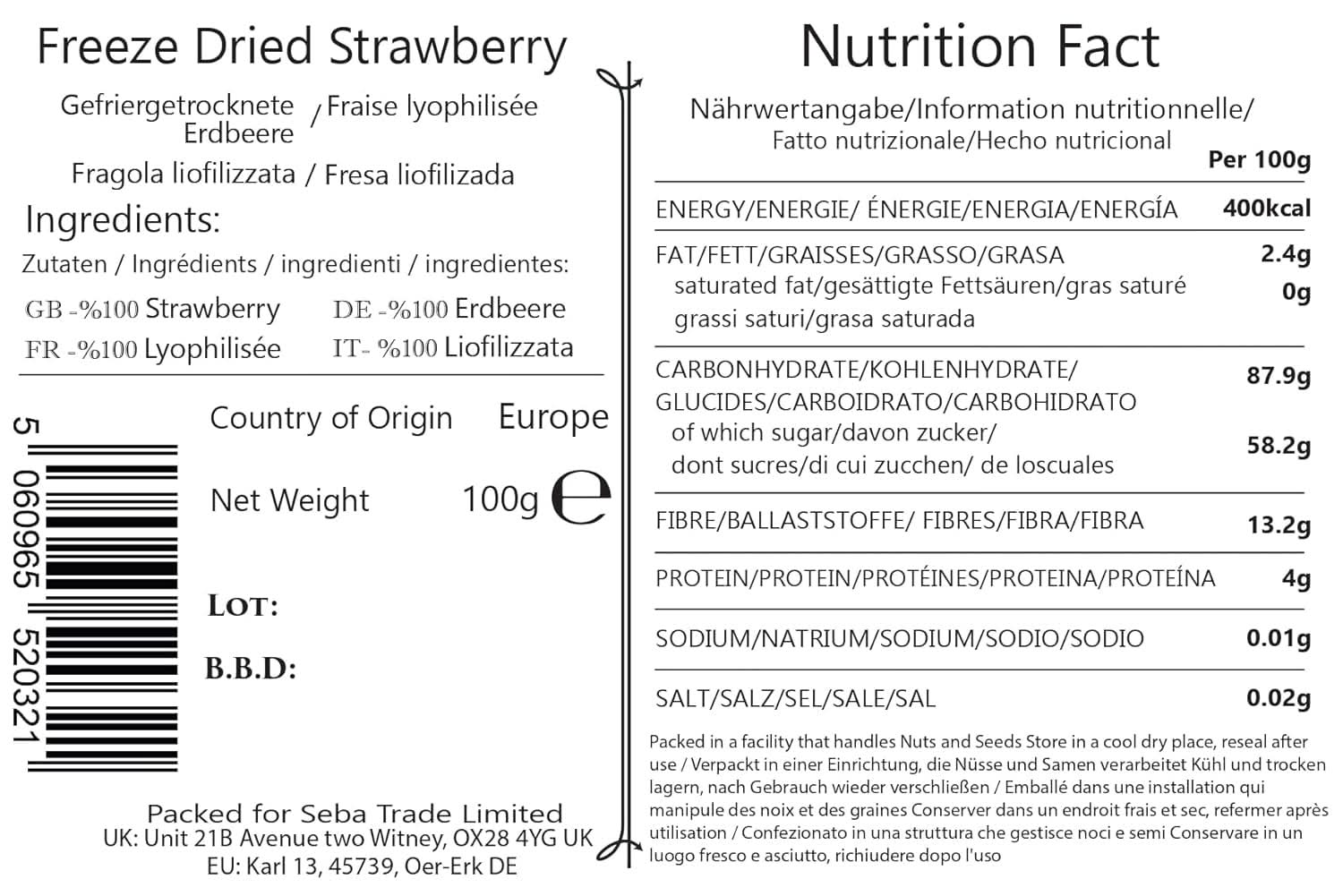 Seba Garden Premium, deliziose fragole secche del Mediterraneo, prodotti secchi non OGM e vegani Naty Shop