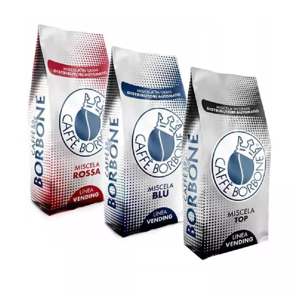 Caffè in grani Tris Caffè Borbone mix rosso, blu e top 1 kg x 3