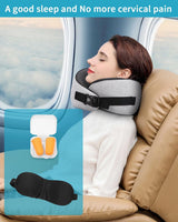 Cuscino per collo da aereo, Cuscino da viaggio in memory foam, Cuscino per collo per adulti, Cuscino da aereo regolabile e lavabile, Cuscino da viaggio ergonomico (Grigio) Cuscini ortopedici cervicali Naty Shop