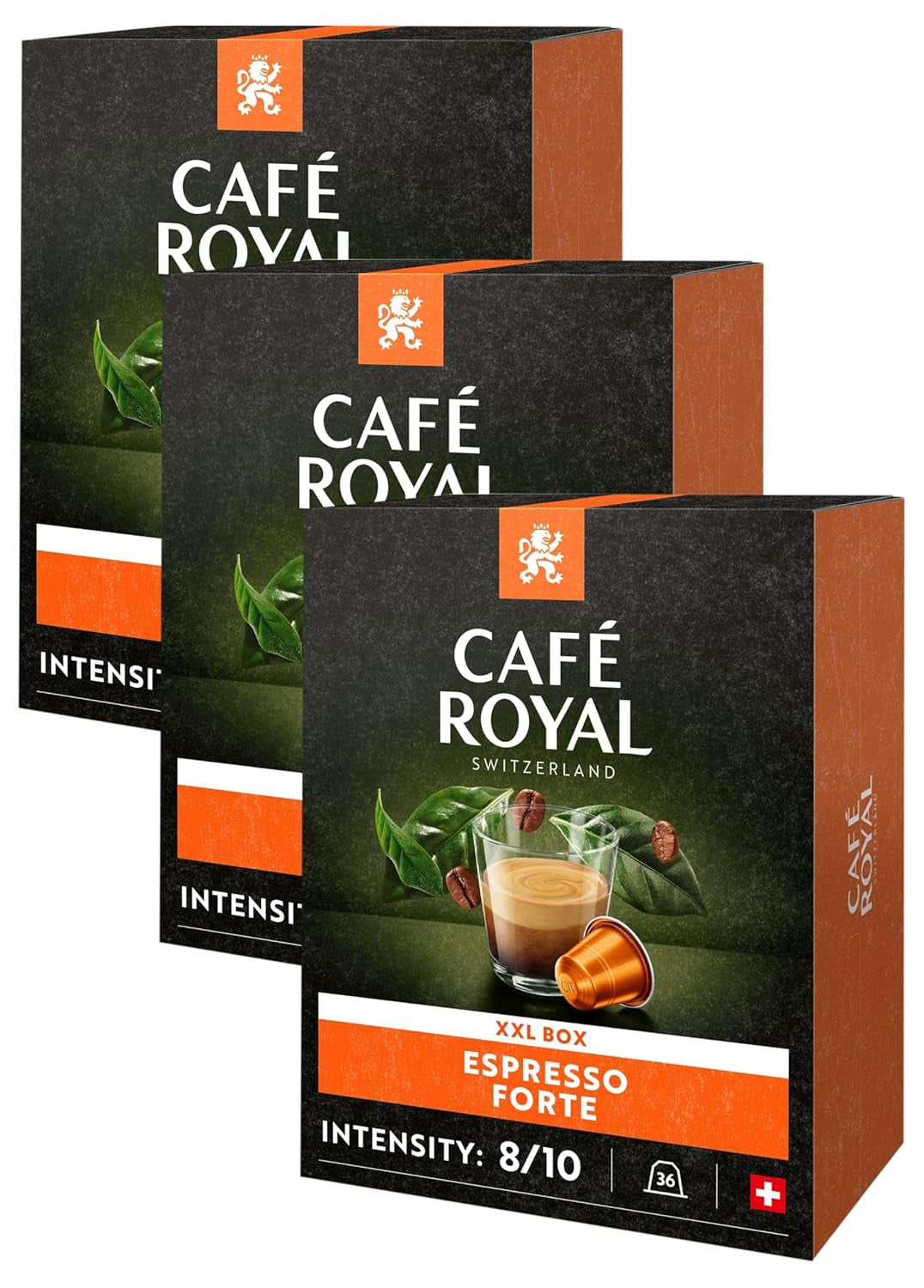 Espresso Forte 36 capsule per macchina da caffè Nespresso - Intensità 8/10 - Capsule per caffè zertifiziate UTZ in alluminio (confezione con 3)