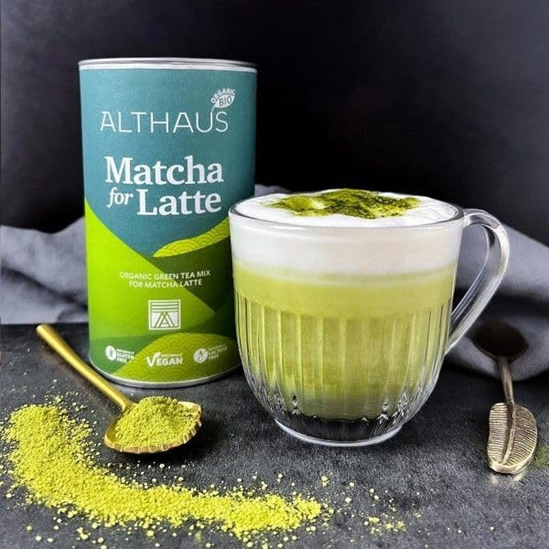 Matcha per latte Miscela di tè verde con zucchero di canna, 400 g, vegano, per 20 porzioni