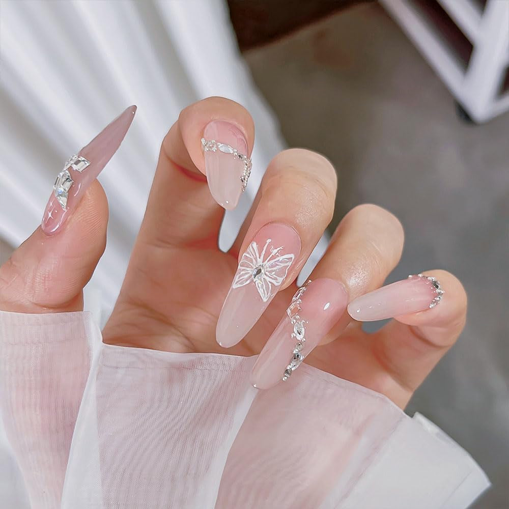 Aurora Muschel Schmetterling Nagelsticker Weiß Schmetterlinge Nail Sticker Gelee Relief Butterfly Nagelaufkleber Y2K Farfalle Nagel Sticker Nägel Nageldesign Nagel Zubehör Nail Art Stickers Nail art