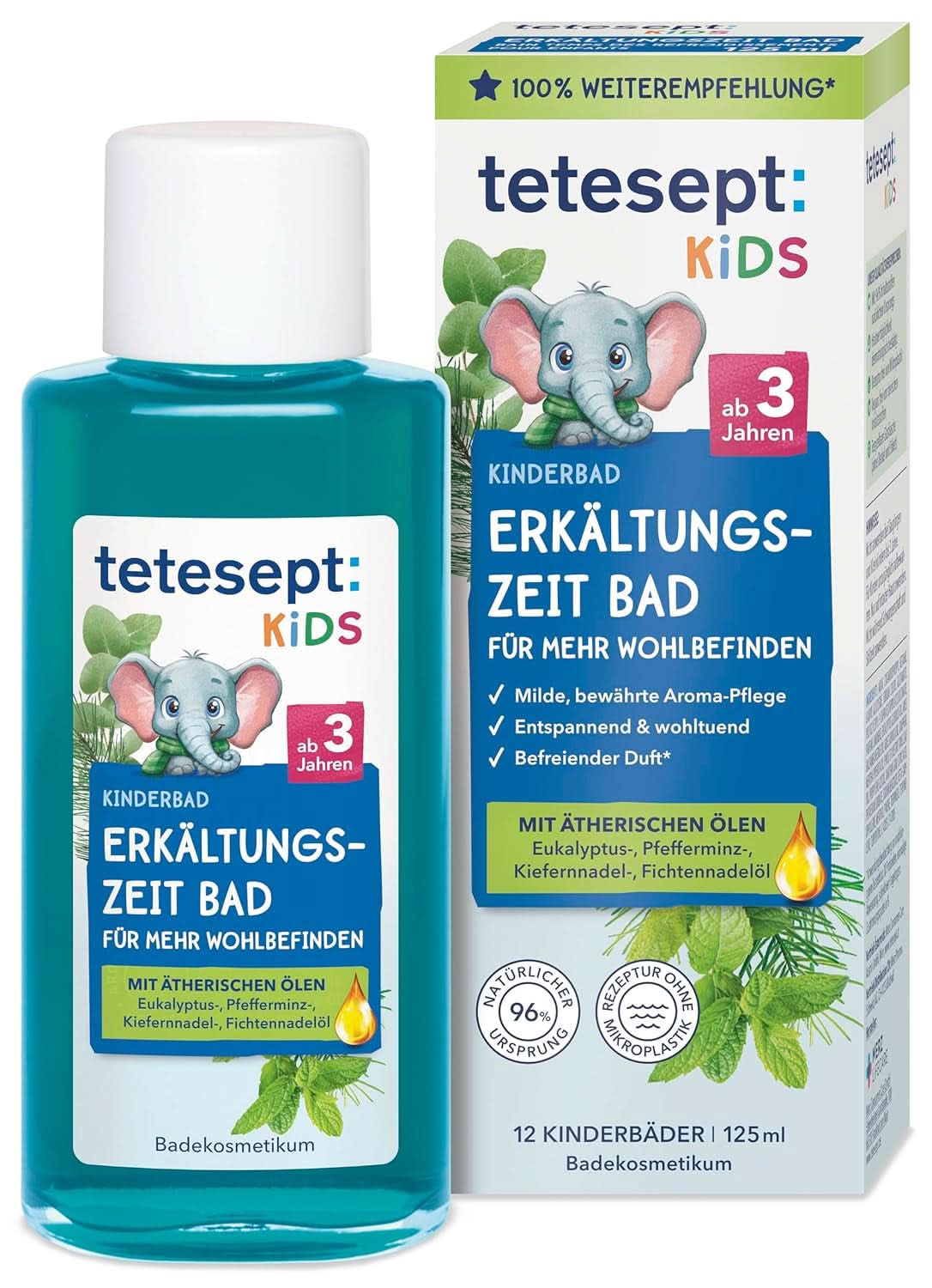 Tetesept Kids Cold Time Bath - additivo da bagno per bambini per la stagione fredda con 4 oli essenziali, rilassante e riscaldante, 125 ml Naty Shop Default Title