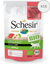 Cat Bio Adult Manzo e Pollo con Mela, Alimento Umido per Gatti, 16 Buste x 85g