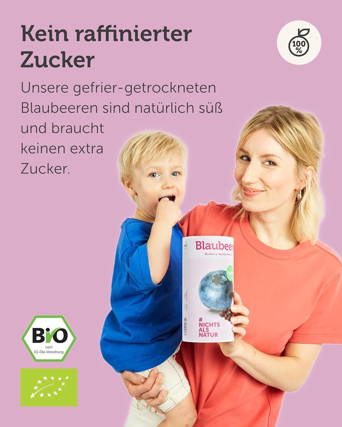 Mirtilli biologici liofilizzati BUAH® | Mirtilli biologici liofilizzati senza zuccheri aggiunti | 100% frutta liofilizzata (vegana, senza glutine, senza lattosio) | Snack ideale (140g) Prodotti disidratati Naty Shop
