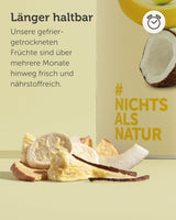 Mix di frutta liofilizzata BUAH® | Ananas, banane, mele e cocco liofilizzati senza zuccheri aggiunti | 100% frutta | Prodotti disidratati Naty Shop vegani, senza glutine, senza lattosio (192g).