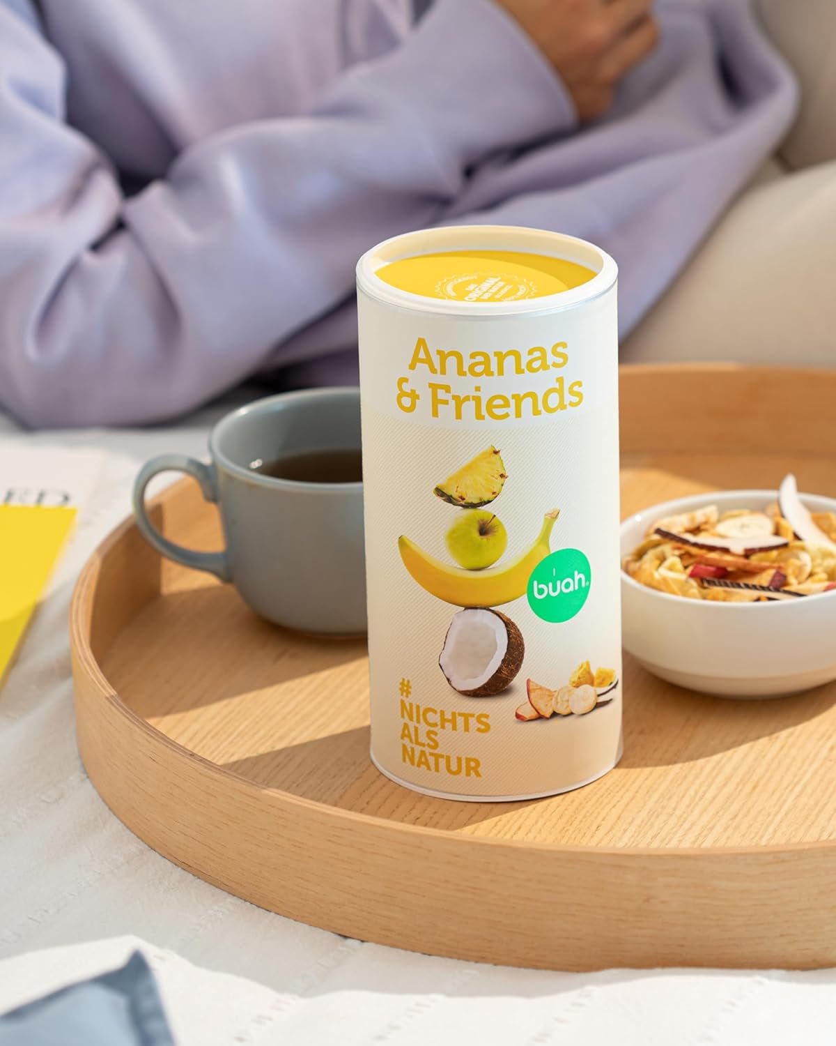Mix di frutta liofilizzata BUAH® | Ananas, banane, mele e cocco liofilizzati senza zuccheri aggiunti | 100% frutta | Prodotti disidratati Naty Shop vegani, senza glutine, senza lattosio (192g).
