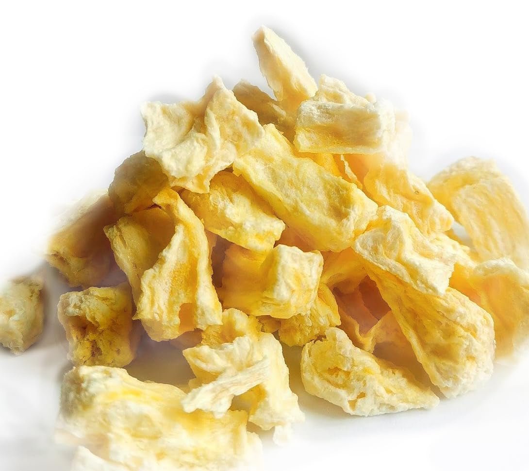Ananas liofilizzato pezzettoni 125g, Frutta liofilizzata senza additivi pura al 100% - Frutta secca al naturale - Ananas essiccato, frutta secca Foozia Prodotti disidratati Naty Shop