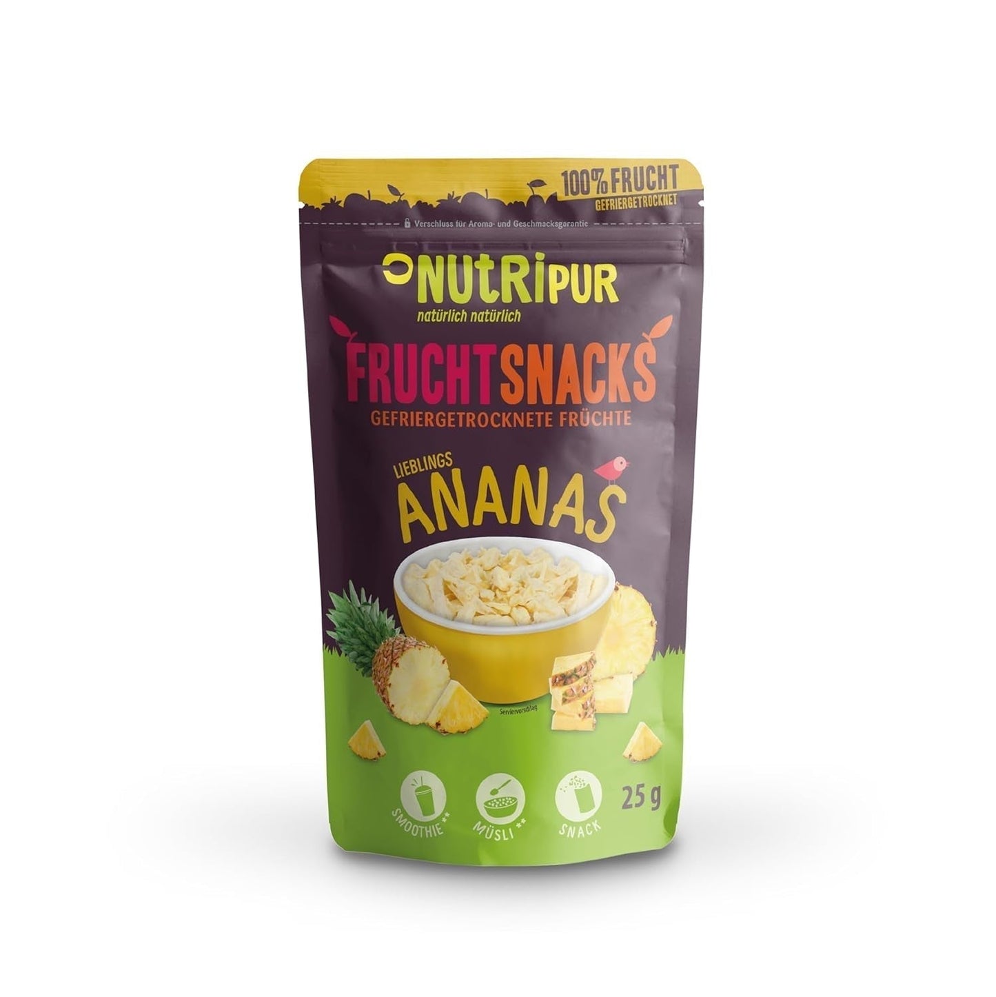 BITS ananas liofilizzato 100g pezzi grandi per smoothie bowl, muesli, porridge topping - frutta liofilizzata senza zuccheri aggiunti - ananas essiccato - frutta di NutriPur Prodotti disidratati Naty Shop Titolo predefinito