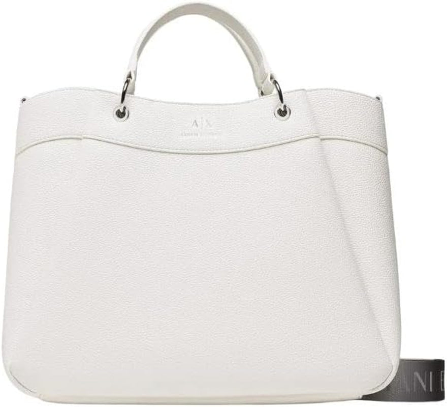 Armani Exchange Essential da Donna, Wave, Logo Stampato Argento Shopping L Borse da Donna Naty Shop Bianco