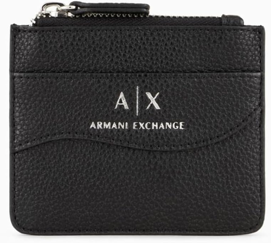 Armani Exchange Borsa piccola da donna con chiusura a scatto, porta carte di credito, accessorio da viaggio, busta nera, Portafoglio da donna Naty Shop Nero Taglia unica