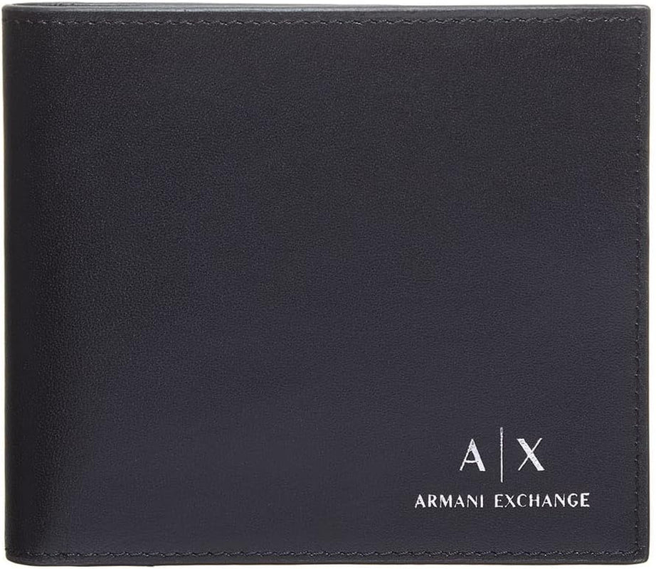 Armani Exchange Essential Plain Leather da uomo, set regalo 2 pezzi portafoglio e portachiavi, Portofel Barbati Naty Shop Titolo predefinito