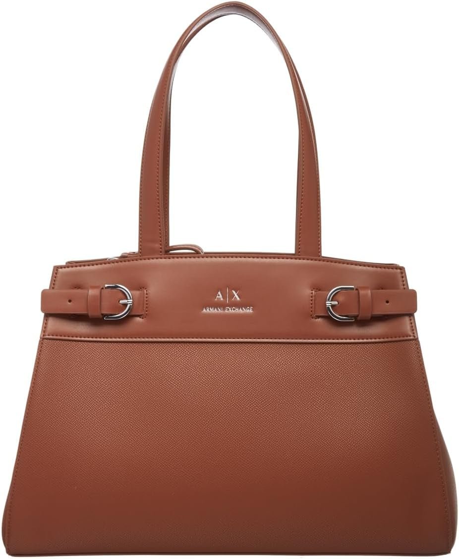Armani Exchange Borsa tote Essential, Milano 91, Double Bucke L da donna Naty Shop Borse da donna Marrone chiaro