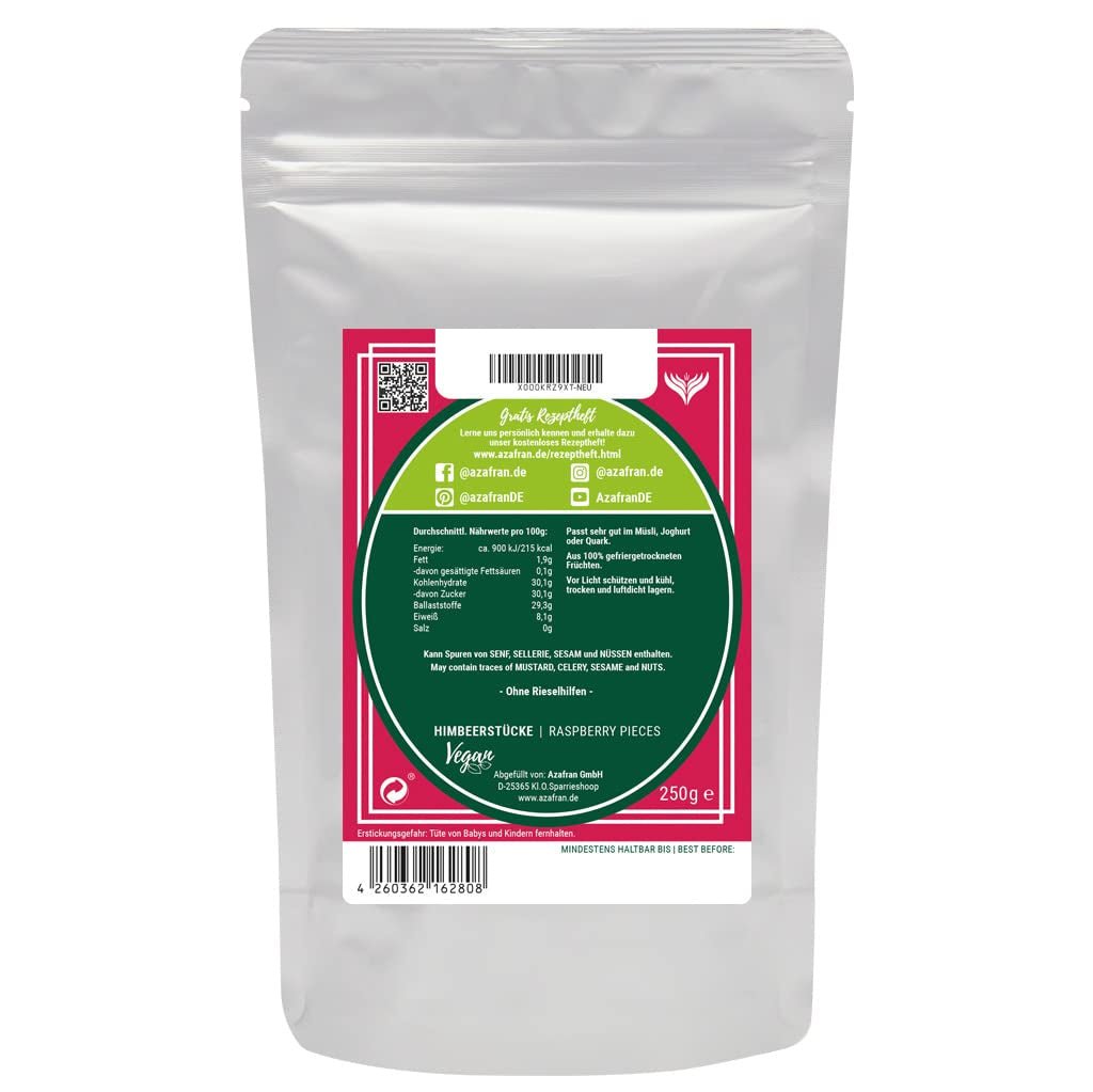 Lampone Azafran - pezzi di lampone liofilizzato 250g Prodotti disidratati Naty Shop