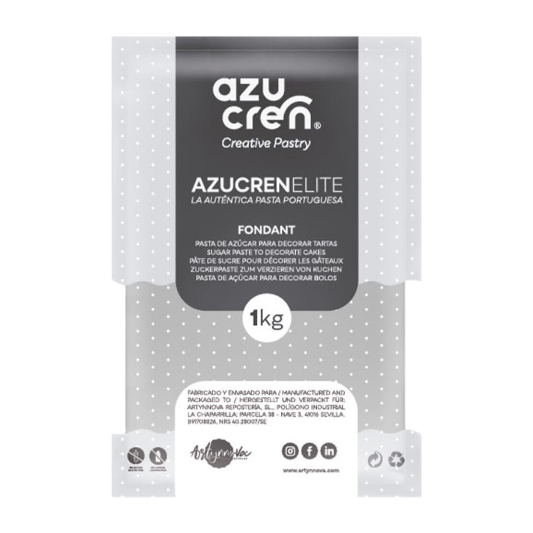 Azucren, Fondant in Rotolo, Fondente in Rotolo Grigio, Facile da Usare, Liscio, Flessibile, Morbido e Piegabile, Perfetto per Decorare Torte, Halal, Kosher, Senza Glutine, Gusto Limone (250G) Naty Shop Pasta di Zucchero 1kg