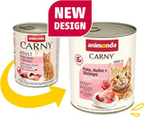 Animonda Carny cibo umido per gatti tacchino + pollo + gamberetti (6 x 800 g), cibo umido senza cereali e senza zucchero con ingredienti a base di carne fresca