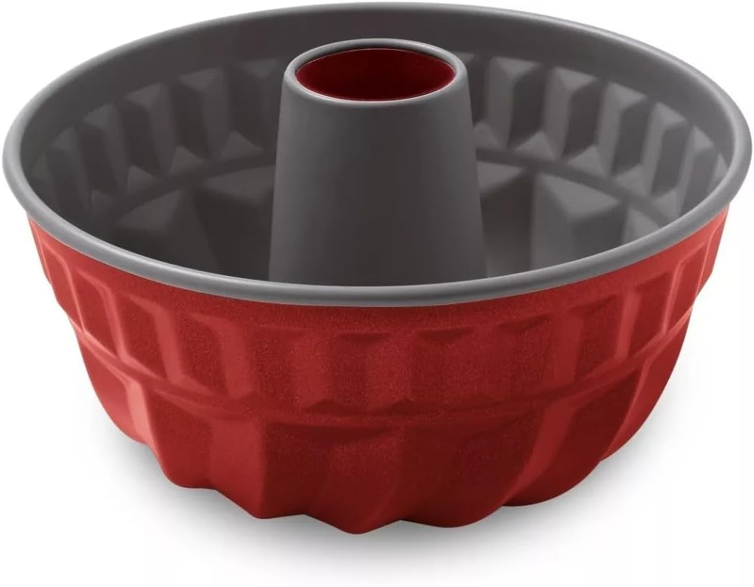 Rossana, Stampo budino con cono 23 cm, rivestimento antiaderente, colore rosso/grigio, Stampi e teglie in acciaio inox Naty Shop