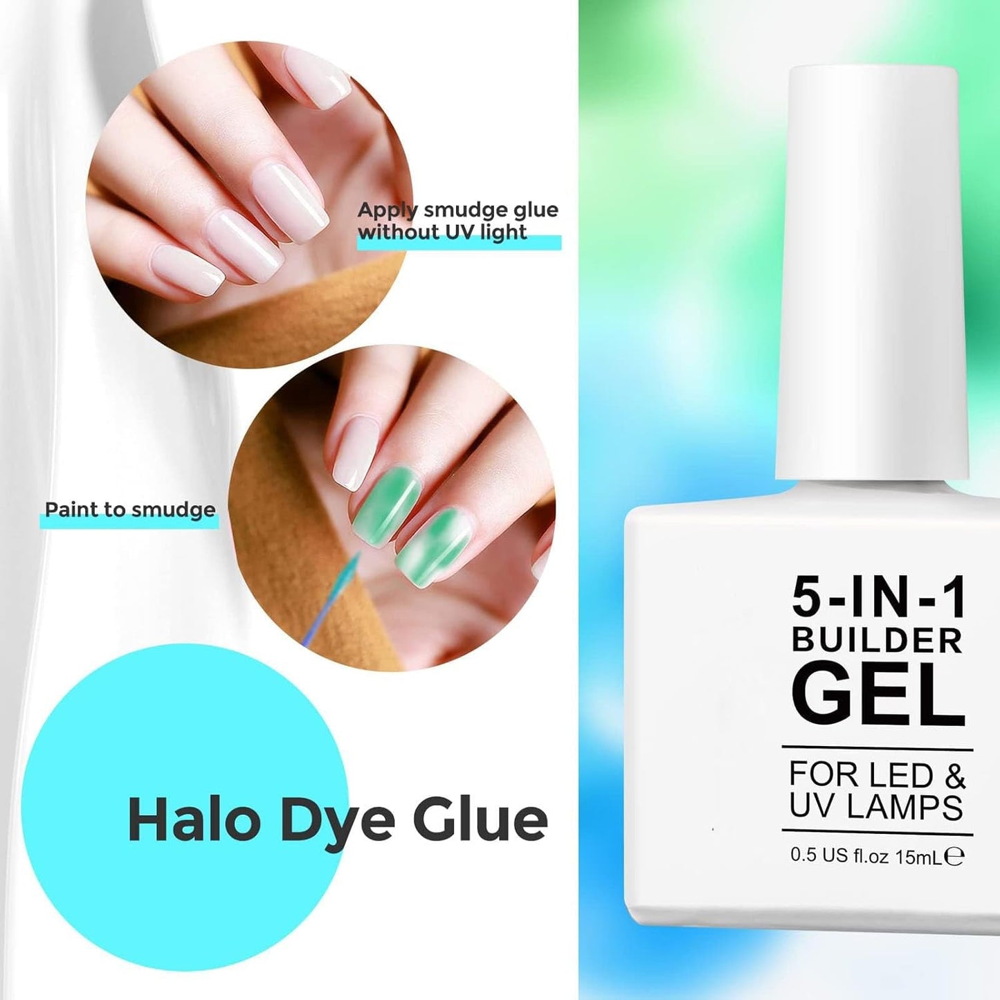 Gel per ricostruzione unghie 5 in 1 da 15 ml, gel per ricostruzione unghie, gel per ricostruzione unghie, smalto per unghie UV/LED, extension, nail art, adesivi, gel per ricostruzione unghie (bianco)