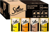 SHEBA Cibo umido per gatti - 72 buste x 85g - Varietà di pollame in gelatina - Cibo umido per gatti - 1 confezione grande