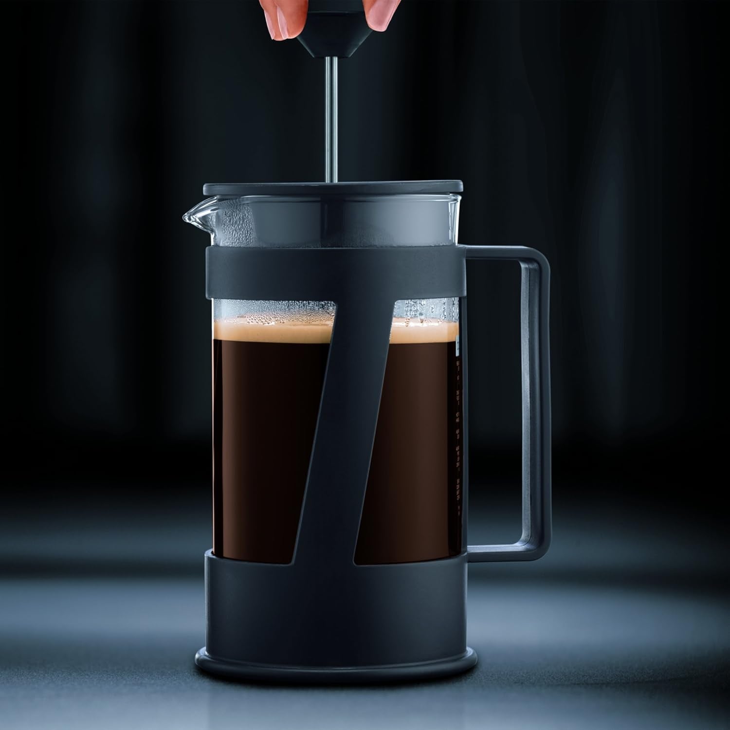 Caffettiera Bodum CREMA (sistema French Press, filtro permanente in acciaio inossidabile, tappo di sicurezza, 0,5 litri) nera