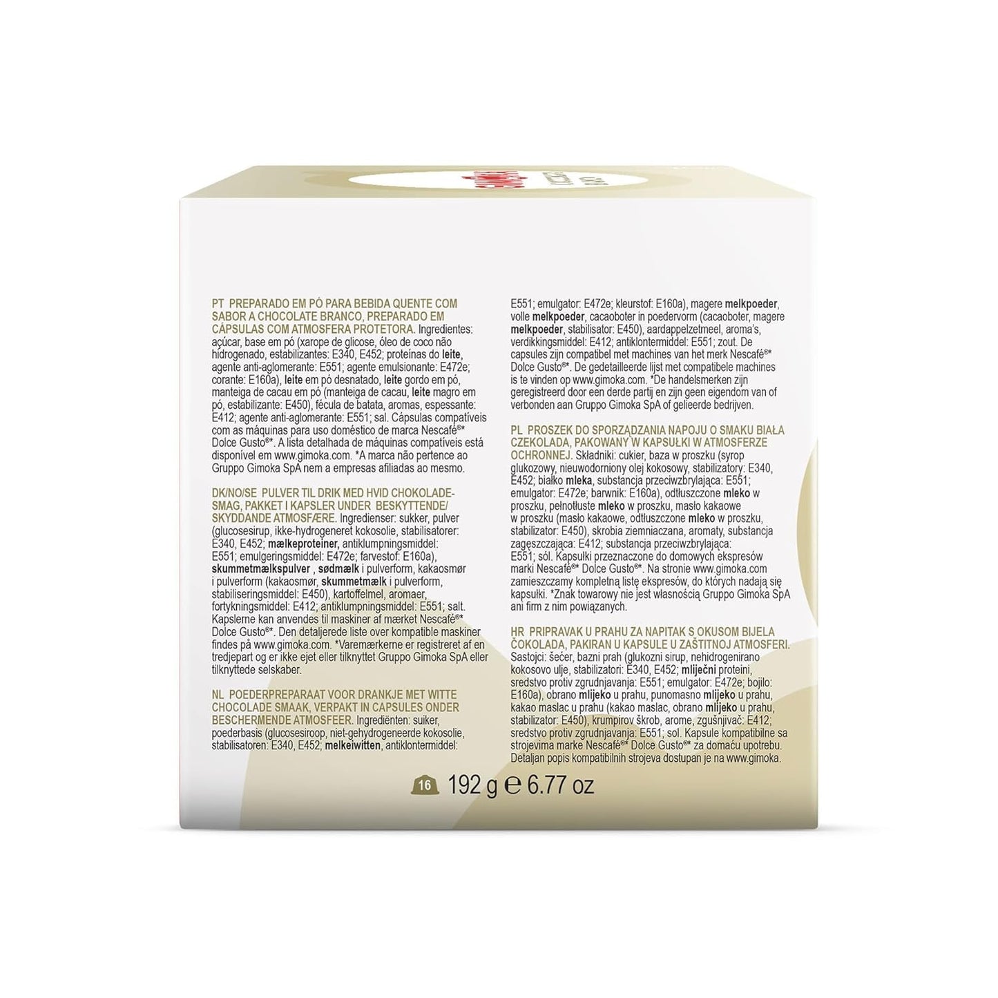 Gimoka Kaffeekapseln, Gesmack WEISSE CHOKOLADE - 48 Kapseln compatibile con Kaffeemaschinen der Marke Nescafè* Dolce Gusto*, 48 Stück (3 x 16 Getränke), Hergestellt in Italien