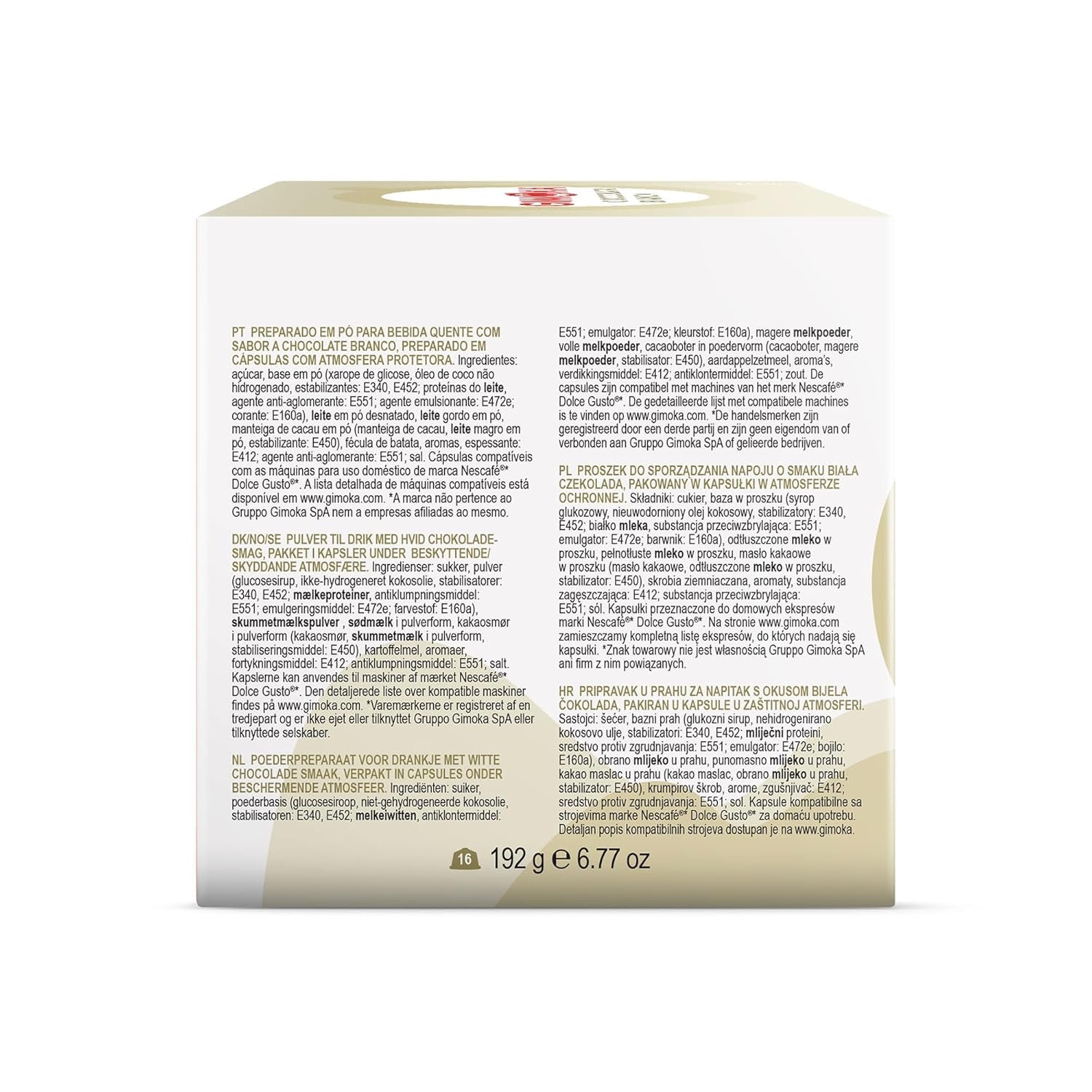 Gimoka Kaffeekapseln, Gesmack WEISSE CHOKOLADE - 48 Kapseln compatibile con Kaffeemaschinen der Marke Nescafè* Dolce Gusto*, 48 Stück (3 x 16 Getränke), Hergestellt in Italien