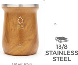 Set da tè Yerba Mate balibetov (tazza Mate) in acciaio inossidabile con bombilla (paglia) per mate, Set Yerba Mate facile da pulire e molto resistente (LEGNO)