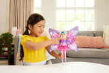 Barbie Dance And Flutter 2-in-1, bambola trasformabile da ballerina a farfalla, con ali apribili, capelli viola, gioielli per capelli e tutù staccabile, HXJ10 Naty Shop Dolls