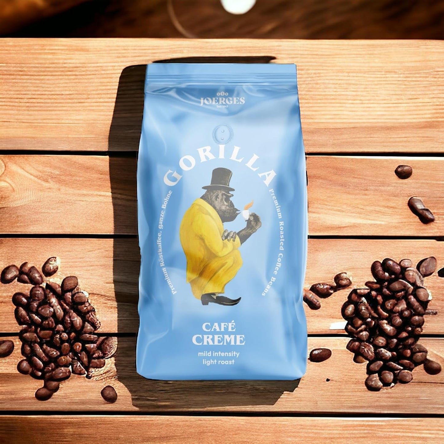 Gorilla Café Creme 6x 1000g | 100% Arabica tradizionale-Bohnen | Ideale Volllautomaten Crema Aroma armonico | geriger Koffeingehalt helle Röstung | Vorratspackung