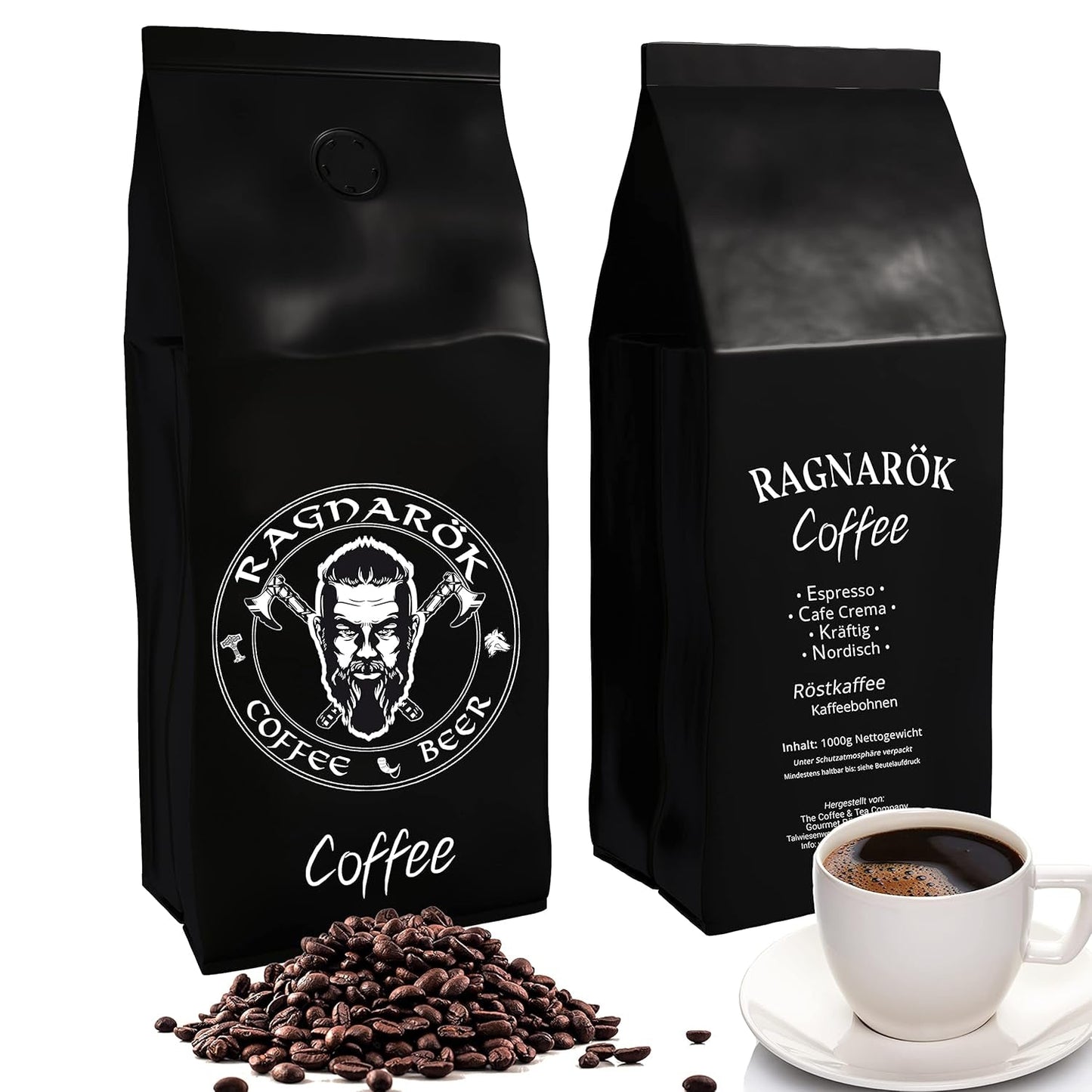 C&T "Ragnarök Coffee" nordischer Röst-Kaffee | 1000g Oca Bohne | als Espresso & Cafe Crema bar | kräftig + würzig + aromatico | 100% naturale con caffeina
