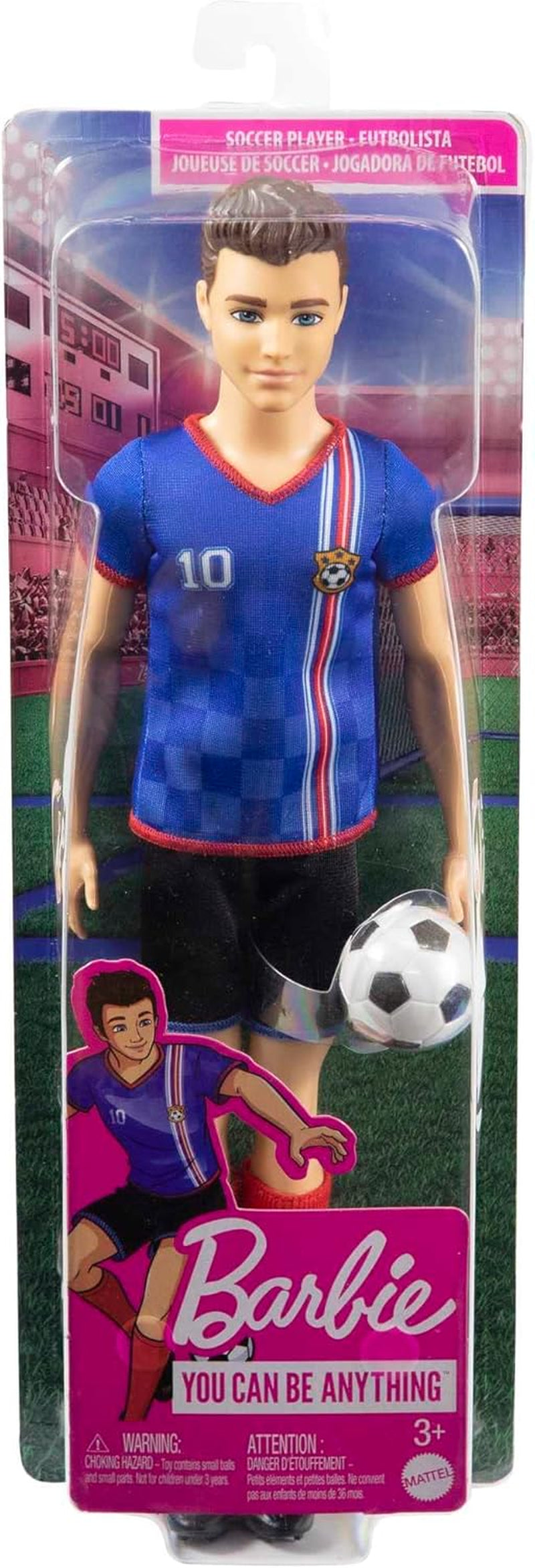 Barbie Serie You Can Be Anything bambola Ken calciatore capelli castani bambola Ken maglietta blu calcio 1X bambola Ken calciatore regalo per bambini 3 anni giocattoli Hcn15 Naty Shop Dolls
