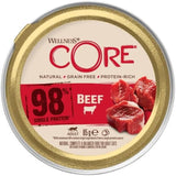 Wellness CORE 98% 12 x 85g, Manzo - Cibo umido per gatti, patè denso, senza cereali, naturale, ipoallergenico, ricco di proteine, ricco di carne