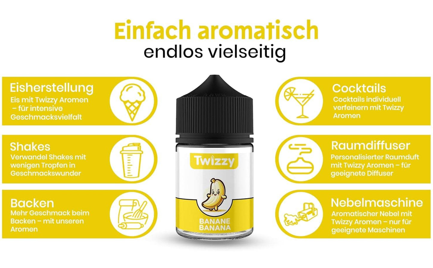 Aroma alimentare Twizzy Banana - 60 ml - Gusto intenso - Ideale per dolci Aromas Naty Shop