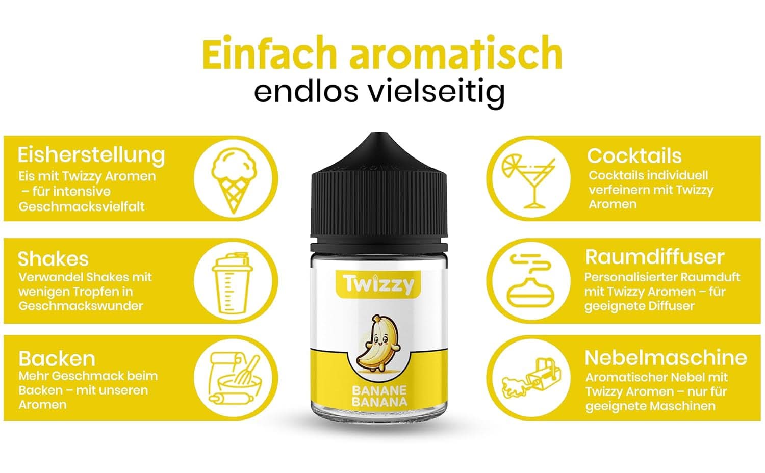 Aroma alimentare Twizzy Banana - 60 ml - Gusto intenso - Ideale per dolci Aromas Naty Shop
