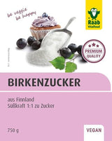 Raab Vitalfood Premium Birkenzucker, Xylit, Vegan, 1:1 Zucker-Alternative, Süßungsmittel, Zahnfreundlich, Vorratspack, 750 G Dolcificanti Naty Shop